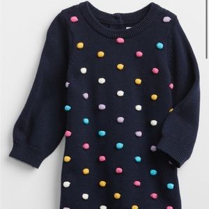 Baby Gap Fall/ Winter Holiday Navy Pom Pom Sweater Dress/ Top